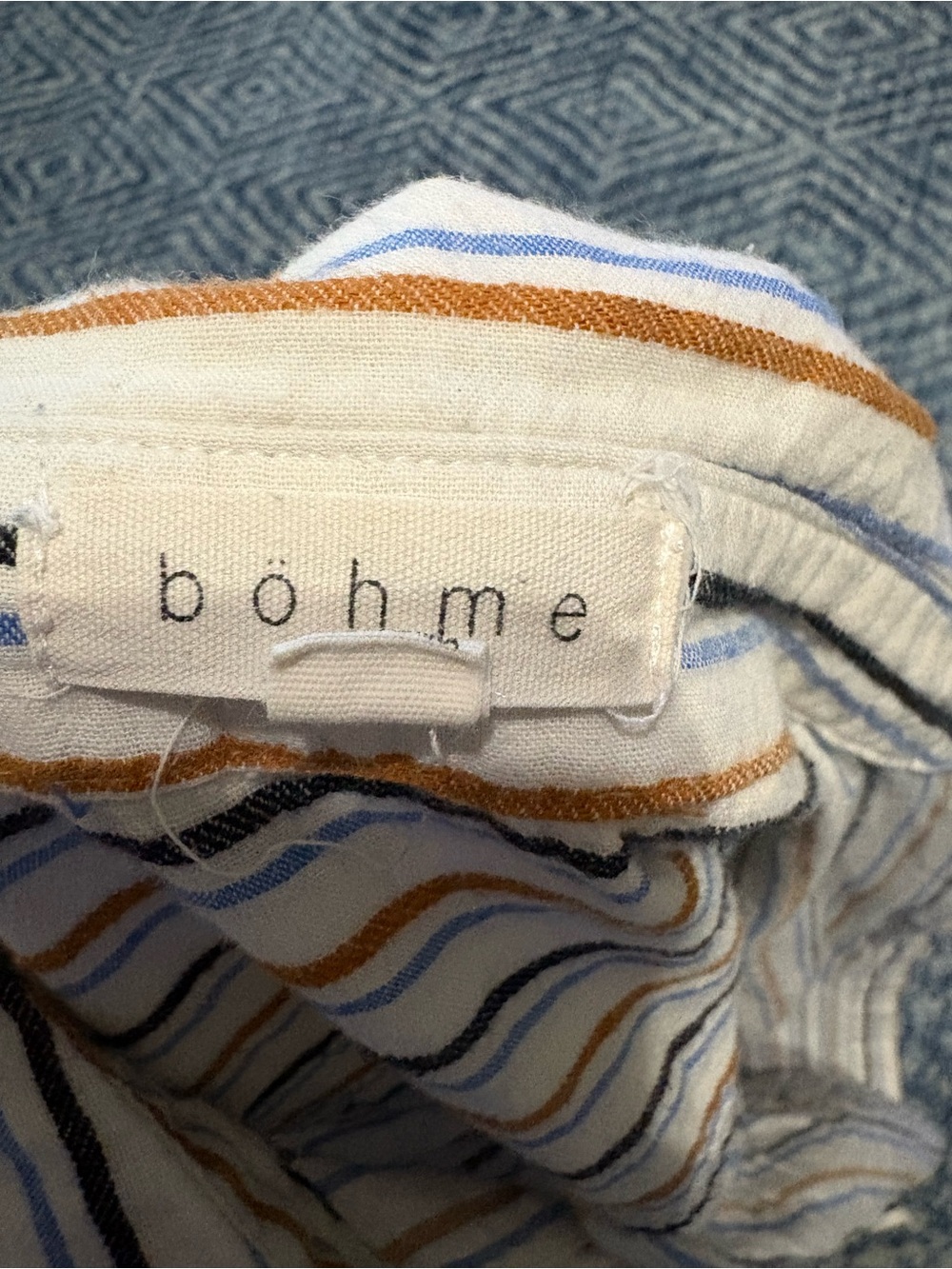 Bohme Casual Striped Short Sleeve Shirt - cream, Blue & Brown - Picture 2 of 3